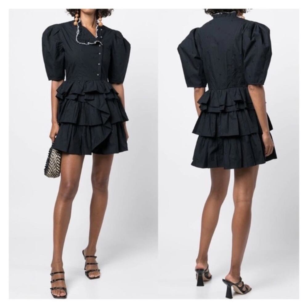 Ulla Johnson Linnea Ruffle Mini Dress in Black Size 4